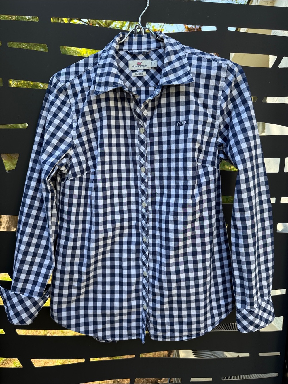 Vineyard Vines Navy & White Gingham Button-Down Shirt s 4